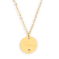 Custom/Personalized Round Pendant Necklace w/ Gemstone