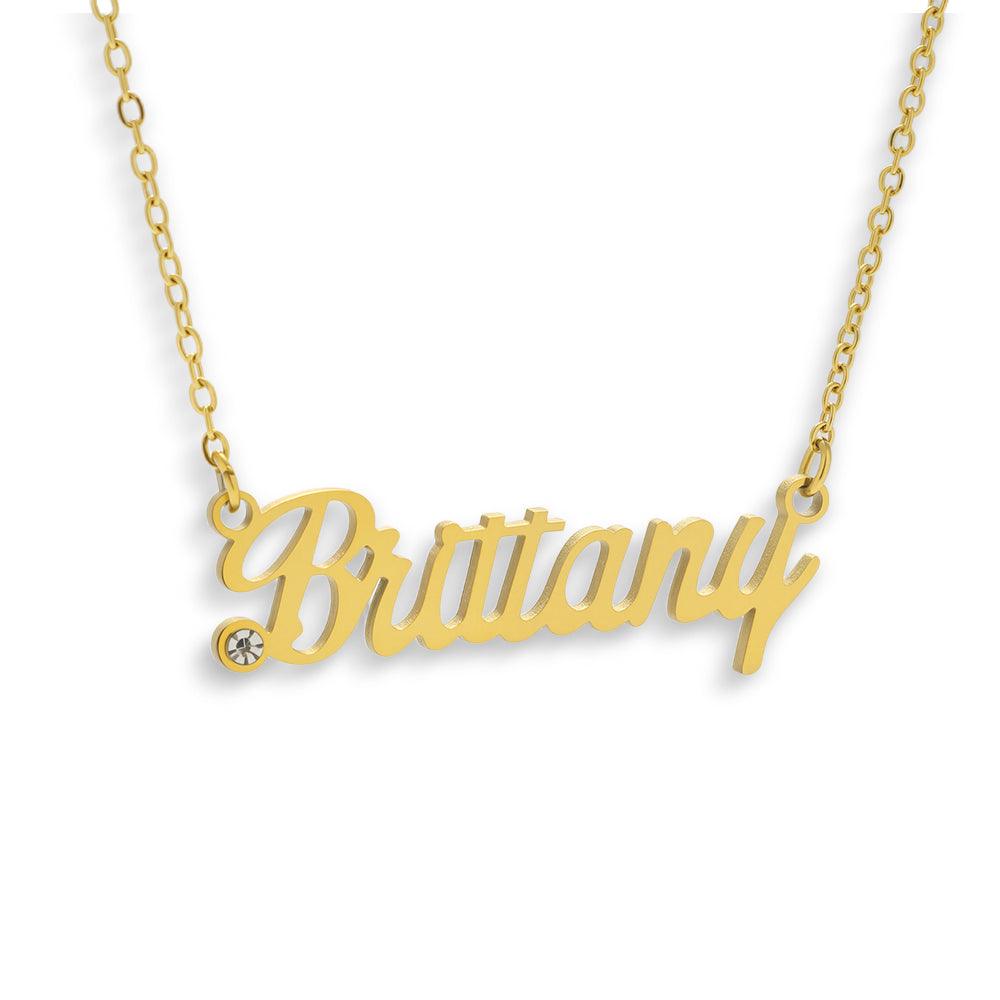 Custom/Personalized Nameplate with Gemstone Necklace